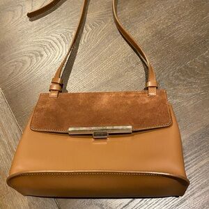 Lancaster Paris Elegant Brown Leather Shoulder Bag